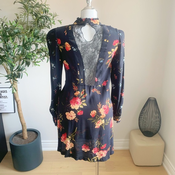 ZARA Floral Ruffle High Neck Mini Dress Size S - Picture 5 of 6